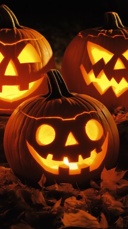 pumpkin wallpaper, jack-o-lanterns, autumn, background for mobile wallpaper (vertical)
