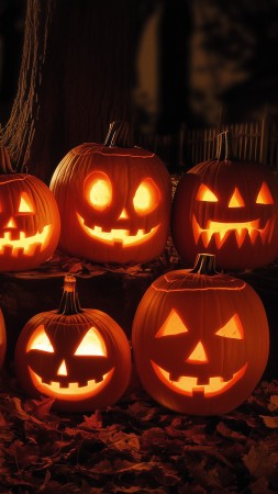 pumpkin wallpaper, Halloween, autumn, background for mobile wallpaper (vertical)