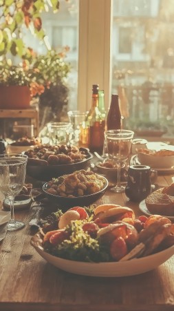 rustic wallpaper, feast, seasonal decor, background for mobile wallpaper (vertical)