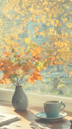 thanksgiving table wallpaper, cozy home, cozy decor, background for mobile wallpaper (vertical)