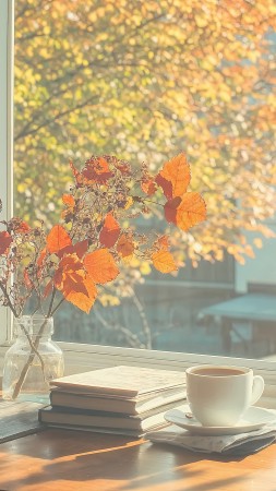 thanksgiving table wallpaper, cozy home, fall comfort food, background for mobile wallpaper (vertical)