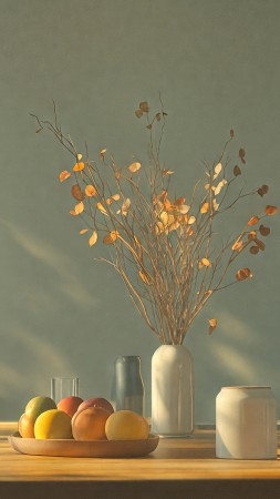 thanksgiving table wallpaper, cozy home, warm beverages, background for mobile wallpaper (vertical)
