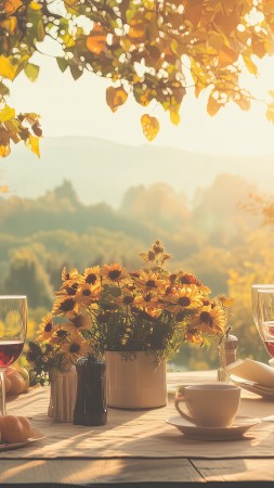 thanksgiving table wallpaper, cozy home, rustic home, background for mobile wallpaper (vertical)