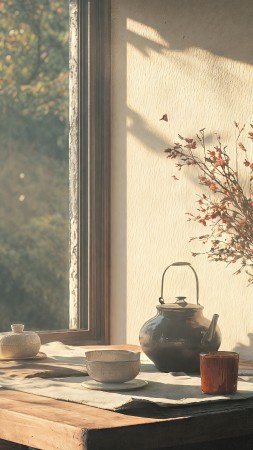 thanksgiving table wallpaper, coffee, holiday gathering, background for mobile wallpaper (vertical)