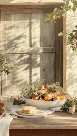 warm beverages wallpaper, autumn leaves, warm drinks, background for mobile wallpaper (vertical)