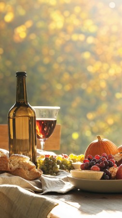 thanksgiving meal wallpaper, table, autumn harvest, background for mobile wallpaper (vertical)