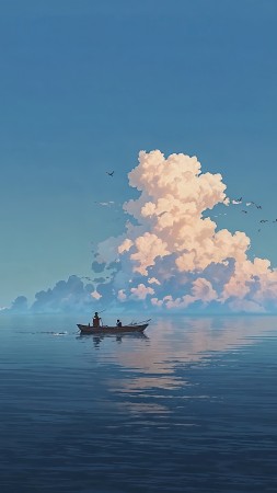 blue sky wallpaper, boat, sailing boat, background for mobile wallpaper (vertical)