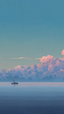blue sky wallpaper, boat, sailing boat, background for mobile wallpaper (vertical)