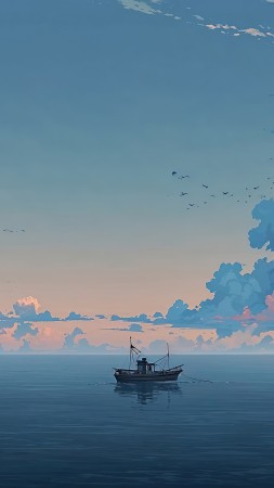 blue sky wallpaper, boat, sailing boat, background for mobile wallpaper (vertical)