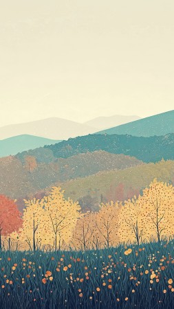 autumn decor wallpaper, nature painting, rustic home decor, background for mobile wallpaper (vertical)