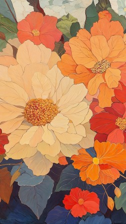 fall art wallpaper, painting, nature art, background for mobile wallpaper (vertical)