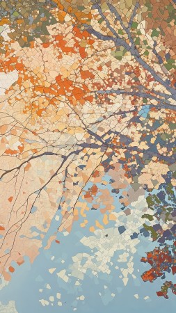 fall art wallpaper, painting, cozy vibes, background for mobile wallpaper (vertical)