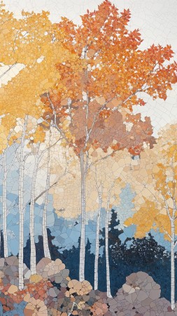 fall art wallpaper, painting, nature painting, background for mobile wallpaper (vertical)