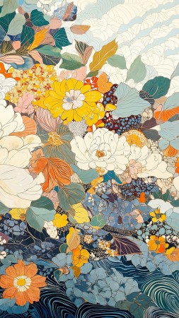 fall art wallpaper, painting, landscape art, background for mobile wallpaper (vertical)