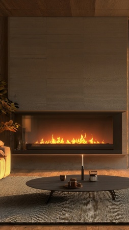 living room wallpaper, fireplace, fireplace ambiance, background for mobile wallpaper (vertical)