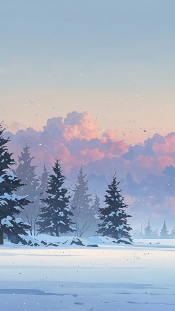 xmas wallpaper, landscape, pine tree, background for mobile wallpaper (vertical)