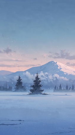 xmas wallpaper, landscape, pine tree, background for mobile wallpaper (vertical)