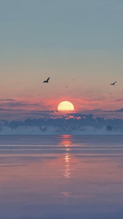 ocean wallpaper, sunset hour, sunset beach, background for mobile wallpaper (vertical)