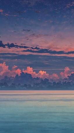 beach sunset wallpaper, sunset hour, horizon view, background for mobile wallpaper (vertical)