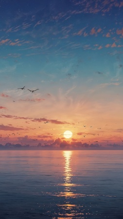 beach sunset wallpaper, sunset hour, sunset colors, background for mobile wallpaper (vertical)