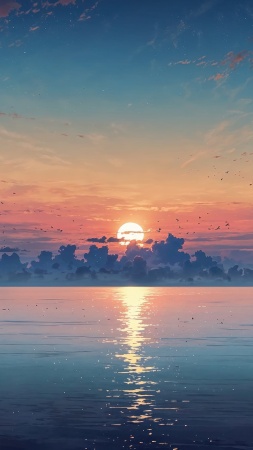 beach sunset wallpaper, dusk sky, evening sky, background for mobile wallpaper (vertical)