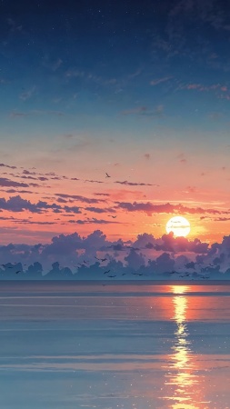 beach sunset wallpaper, tropical sunset, evening sky, background for mobile wallpaper (vertical)