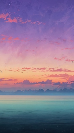 beach sunset wallpaper, evening sky, twilight beach, background for mobile wallpaper (vertical)