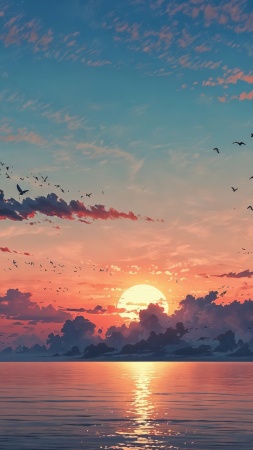 beach sunset wallpaper, tropical sunset, sunset colors, background for mobile wallpaper (vertical)