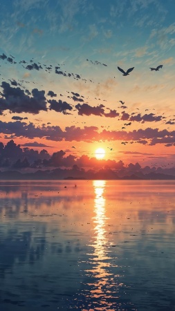 twilight beach wallpaper, coastal view, nature's beauty, background for mobile wallpaper (vertical)