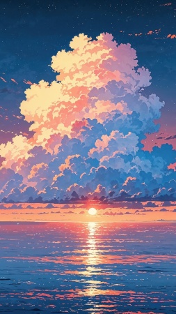 sunset wallpaper wallpaper, nature landscape, evening light, background for mobile wallpaper (vertical)