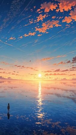 sunset wallpaper wallpaper, coastal landscape, horizon view, background for mobile wallpaper (vertical)