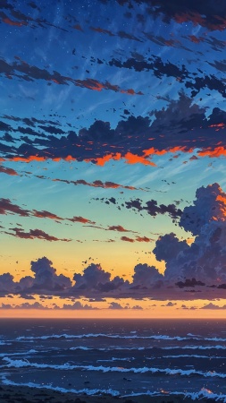 sunset wallpaper wallpaper, colorful clouds, colorful sunset, background for mobile wallpaper (vertical)