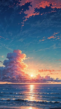 sunset wallpaper wallpaper, tranquil water, tranquil sea, background for mobile wallpaper (vertical)