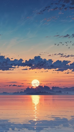 sunset wallpaper wallpaper, colorful clouds, dramatic sky, background for mobile wallpaper (vertical)