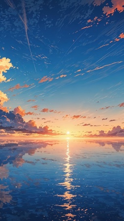 sunset wallpaper wallpaper, beach view, serene landscape, background for mobile wallpaper (vertical)