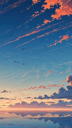 orange sky wallpaper, dramatic sky, nature landscape, background for mobile wallpaper (vertical)