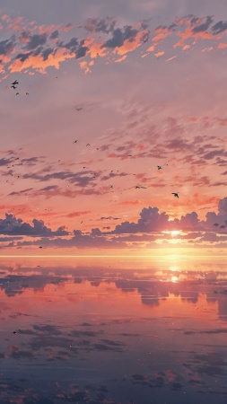 colorful clouds wallpaper, warm tones, scenic landscape, background for mobile wallpaper (vertical)