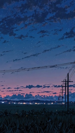 night wallpaper wallpaper, power line, tranquil scenery, background for mobile wallpaper (vertical)