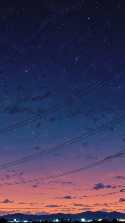 night wallpaper wallpaper, power line, minimal design, background for mobile wallpaper (vertical)
