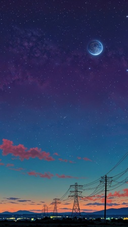 power line wallpaper, power lines, dark sky, background for mobile wallpaper (vertical)