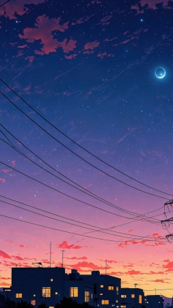 power line wallpaper, nighttime, electricity, background for mobile wallpaper (vertical)