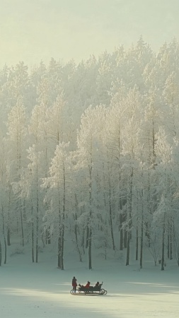 christmas reindeers wallpaper, snowy, snowflakes, background for mobile wallpaper (vertical)