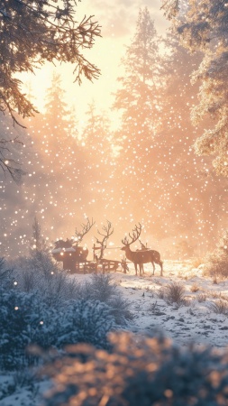 christmas reindeers wallpaper, holiday magic, seasonal cheer, background for mobile wallpaper (vertical)