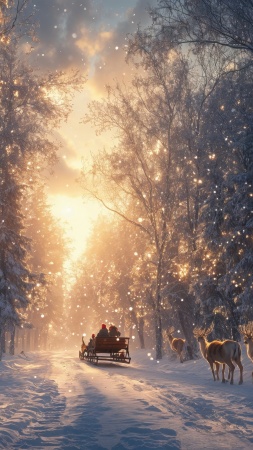 christmas magic wallpaper, cozy nights, cozy cabin, background for mobile wallpaper (vertical)