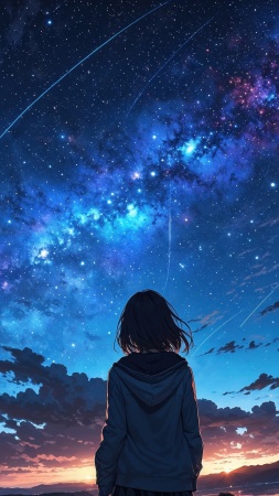 anime sky wallpaper, stars background, anime night sky, background for mobile wallpaper (vertical)