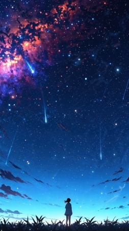 galaxy wallpaper wallpaper, anime stars, fantasy landscape, background for mobile wallpaper (vertical)
