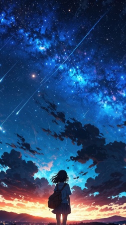 galaxy wallpaper wallpaper, anime night sky, cosmic art, background for mobile wallpaper (vertical)
