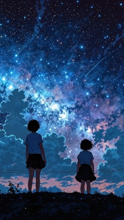 galaxy wallpaper wallpaper, anime stars, starry universe, background for mobile wallpaper (vertical)