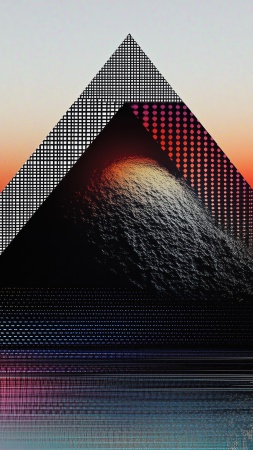 retro vibe wallpaper, pyramid, space exploration, background for mobile wallpaper (vertical)