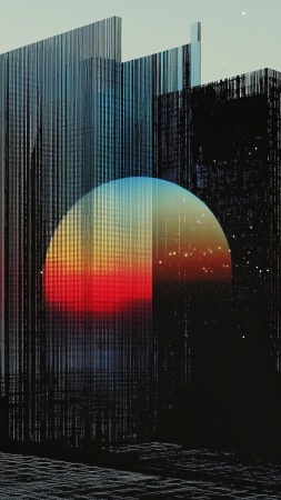 retro vibe wallpaper, abstract art, colorful patterns, background for mobile wallpaper (vertical)